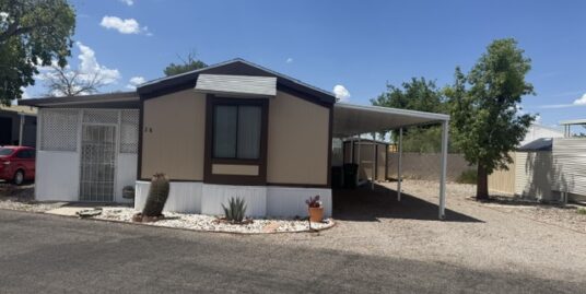 NW Tucson 16 wide 2 Br 2Ba in all ages park w/full awnings, new AC, Huge enclosed porch